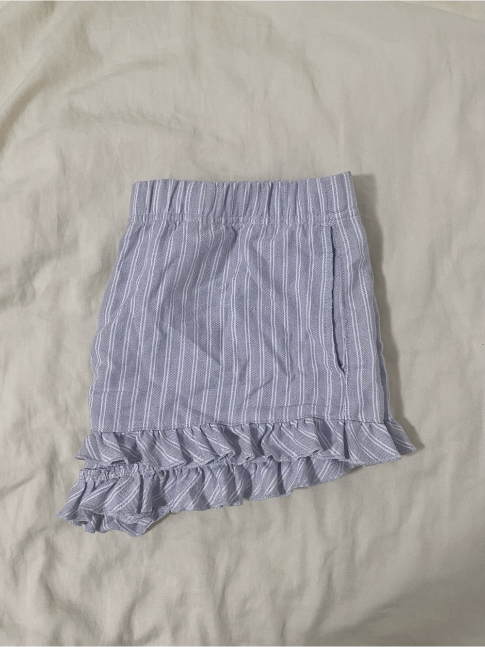 Hollister Light Blue Striped Ruffled Sleep Shorts